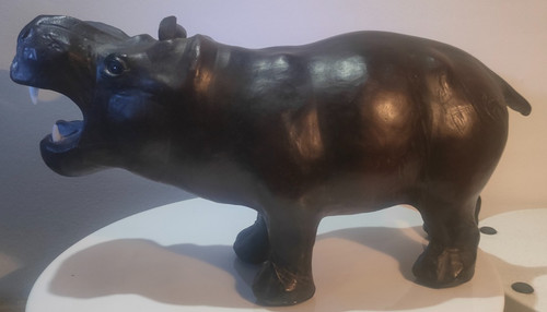 Leather hippo sculpture - hippo,