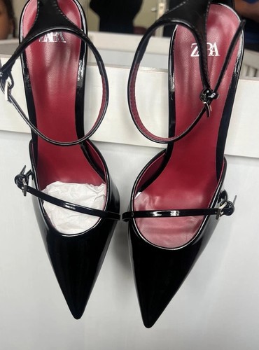 Zara black patent leather - black,