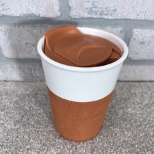 Starbucks 2013 ORANGE Ceramic Coffee Travel Cup Mug Tumbler Silicone Sleeve 8oz