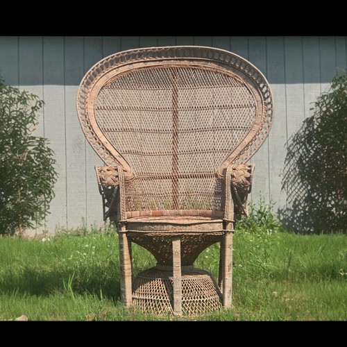 Vintage boho wicker peacock - wicker,