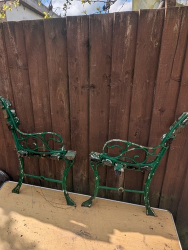 Vintage cast iron bench ends - iron,