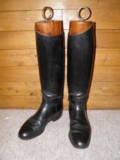 Black Leather Bespoke Riding Boots With Trees UK 7 Std By Davies Brynmawr