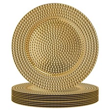 10 Pack Gold Charger Plates, 13" Hammered Chargers for Dinner Plates, Gold Pl...