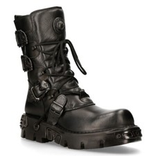 NewRock M.391-S18 Black Boots Metallic Reactor Punk Goth Rock Biker Unisex Boots