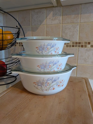Set vintage blue iris pyrex - vintage,