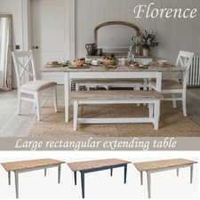 Florence rectangular extending table.Large kitchen dining table,center extension
