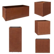 Large Zinc Cube Metal Garden Planter Plant Pot Tub Weatherproof Patio Indoor UK