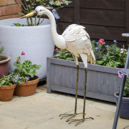 White metal crane - white,