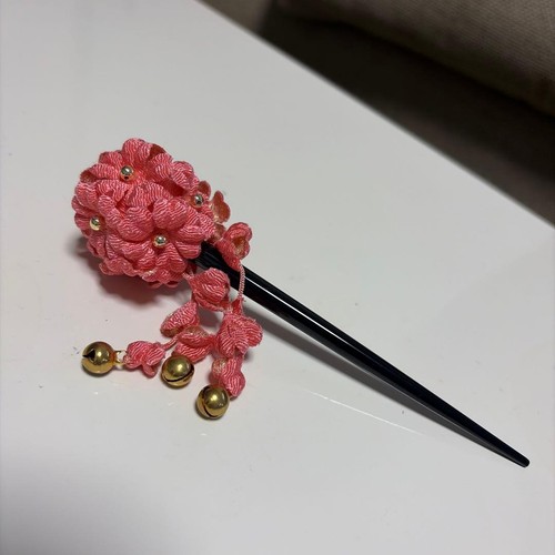 Pink fabric flower - , hairpin