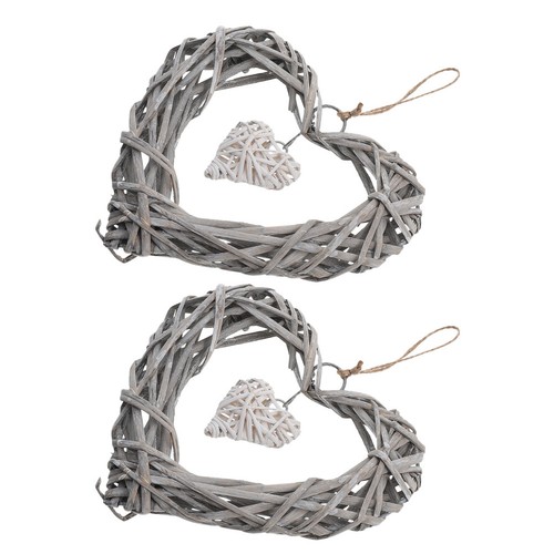 2pcs double heart wicker - 2pcs,