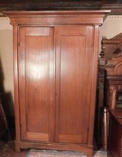 Walnut Two Door Wardrobe Cabinet with Sliding Shelves