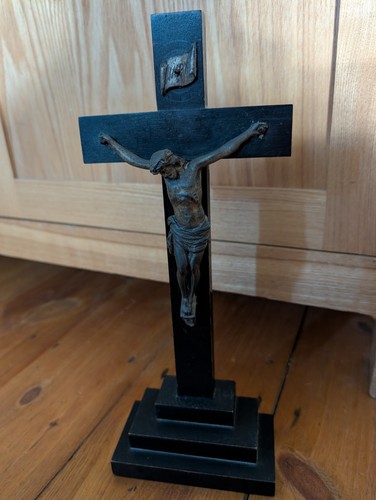 Antique ebonised wood altar - antique,