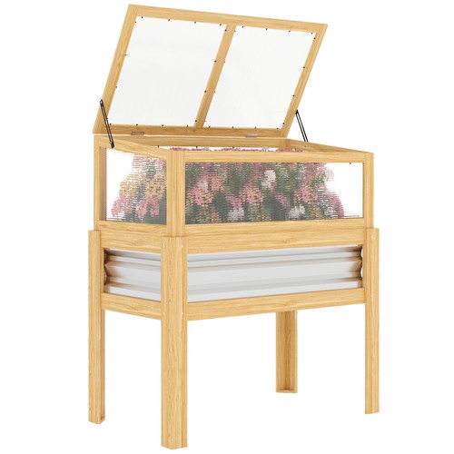 Raised garden bed with mini - garden,