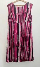 Windsmoor Silk Dress Size 12 UK Pink Stripe Sleeveless Wedding Guest Occasion