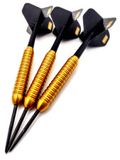 40g Heavy 90% Gold Tungsten Dart Set Barrels, Stems + Pentathlon Dart Flights