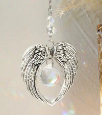 Remembrance Angel Wings Crystal Sun Catcher - Guardian Angel Crystal & Silver