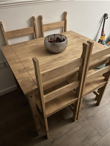 Dining table and chairs - table, square