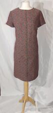 VINTAGE JAEGER EMBROIDERED JAQUARD DITSY FLORAL SHEATH DRESS UK 14 POCKETS