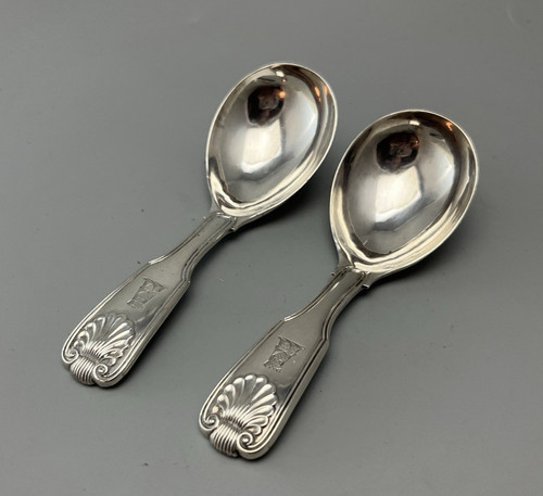 Pair crested silver caddy - crested,