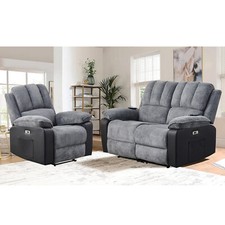 Electric Recliner 1/2 Sofa Armchair Cord Fabric Massage Heat Lounge Living Room
