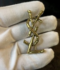 Vintage Goldtone Ysl Brooch 2”