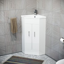Nes Home White Corner Vanity