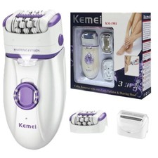 Kemei 3in1 Electric Epilator For Women Shaver Leg Body Removal Bikini Trimmer