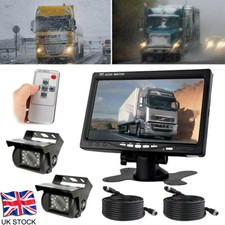 Dual Rear View Bus Caravan Truck Car Reversing Camera 7" LCD Monitor Kit 12V-24V