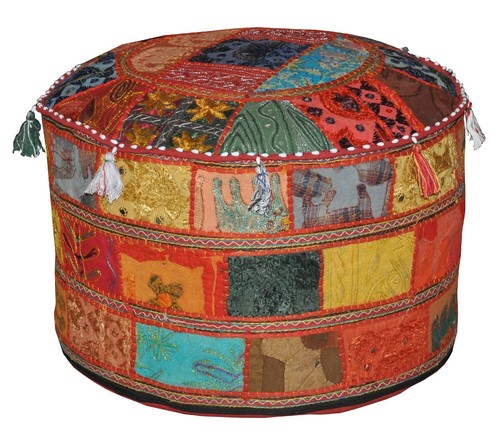 Pouf ottoman round indian - pouf,