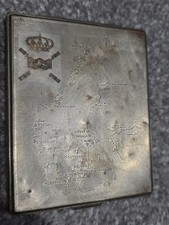 WWII Sweden Army Forces Lower Nothern Army div. logo and map cigarette case