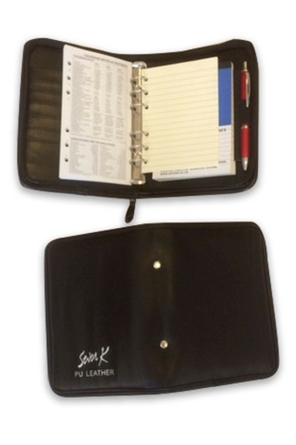 Leather zipped ring binder - pu,