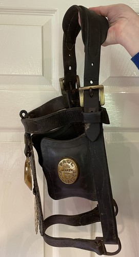 Antique black leather heavy - antique,