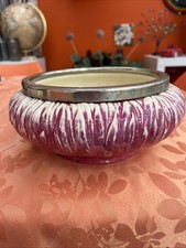Large Vintage Royal Venton Ware Pink Bowl, pot with Metal Rim, J Steventon Ltd