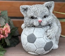 Stone figure cat Poldi with football, frost-proof, cat cats garden figure