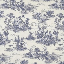 Canvas Fabric - Navy Blue Toile De Jouy French Design - Craft Material Metre