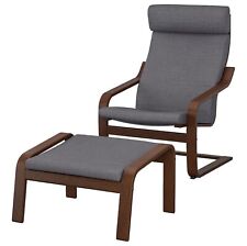 IKEA POANG Armchair and ottoman, brown/Skiftebo dark gray 594.843.07 -NEW