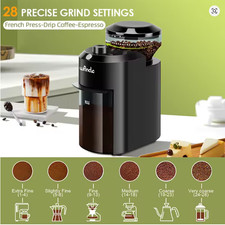 Electric Burr Coffee Grinder Adjustable Conical Bean Mill 28 Grind Settings 220V