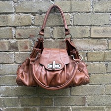 Russell & Bromley Studded Slouch Brown Leather Handbag 