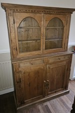 19th Century Antique Pine Farmhouse Kitchen Dining Glazed Welsh Dresser