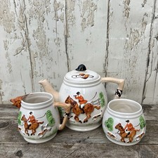 Vintage Fox Hunting Teapot Set