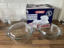 3 x PYREX CLEAR ROUND GLASS