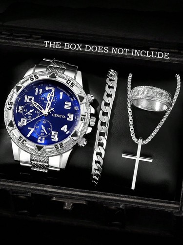 4pc men watch luxury bracelet - watch,