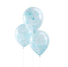 Confetti Balloons Rose Gold, Silver, Pink or Blue, Party Balloons, pack of 5