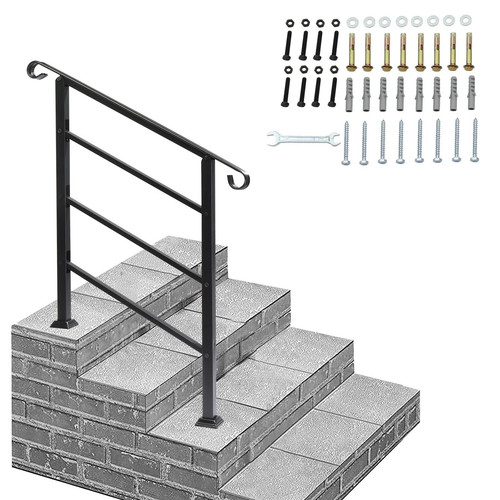 Iron handrail stair railing - handrail,