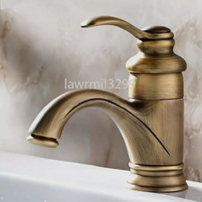 Antique Brass Vintage Single Lever One Hole Bathroom Basin Faucet Sink Mixer Tap