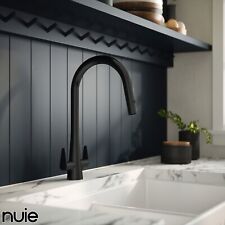 Nuie Samir Mono Black Kitchen Sink Mixer Tap Dual Lever Handle Brushed Modern