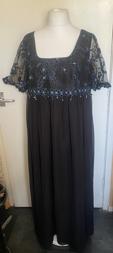 Black chiffon evening dress - black,
