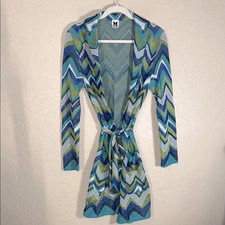 Missoni vintage chevron pattern belted cardigan sweater