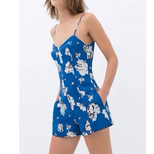 Zara trf blue floral - floral, romper