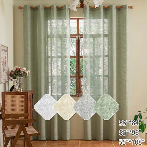 Linen look voile net curtain - linen,